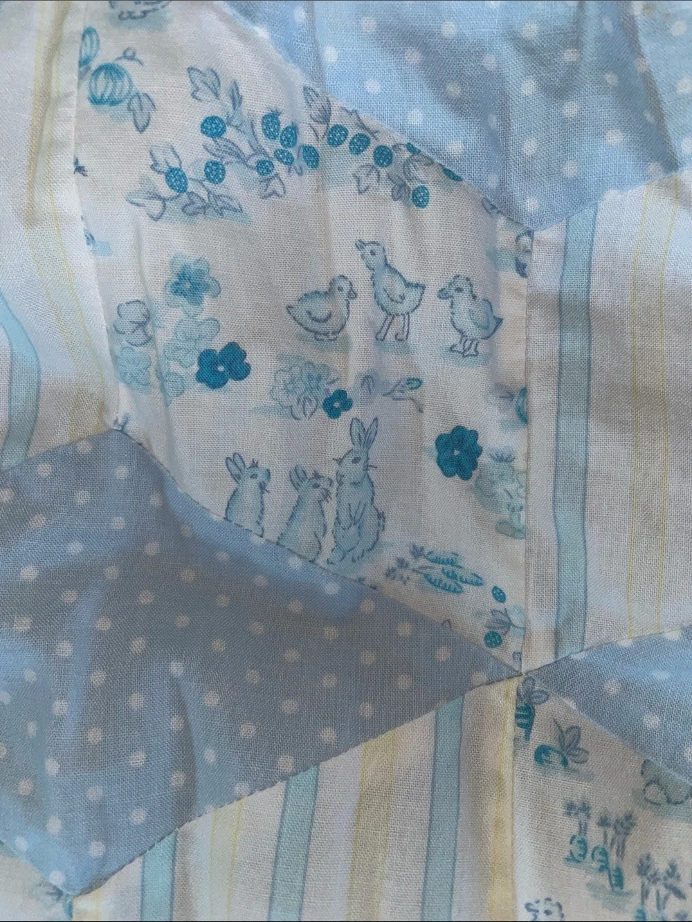 Light blue & white baby quilt/comforter-36” x 28”